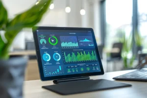 Sol-In building analytics dashboard on a tablet